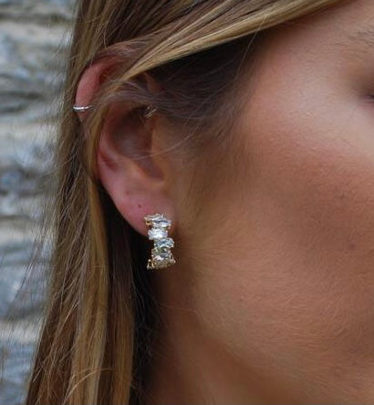 Crystal half hoop baguette earring