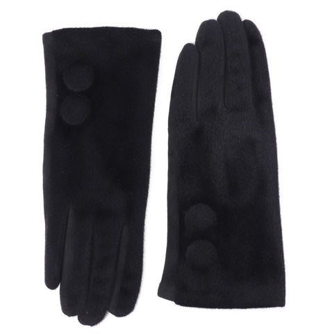 Black button detailed gloves
