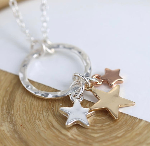 Circle and stars necklace