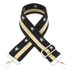 Black and silver star bag strap