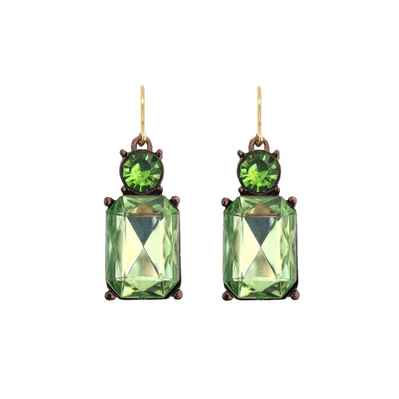 Green crystal earrings