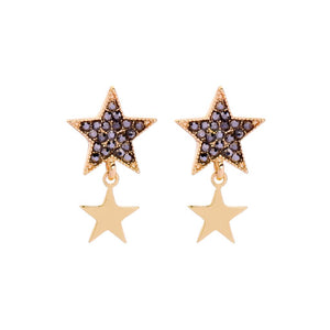 Pewter and gold star earring