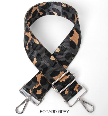 Grey leopard bag strap