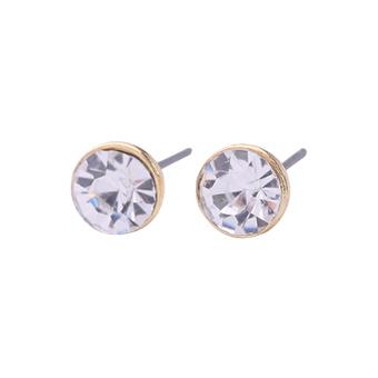 Solitaire earrings with clear crystal, in gold colour setting