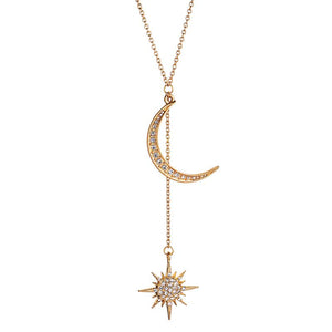 Crystal moon and drop star necklace