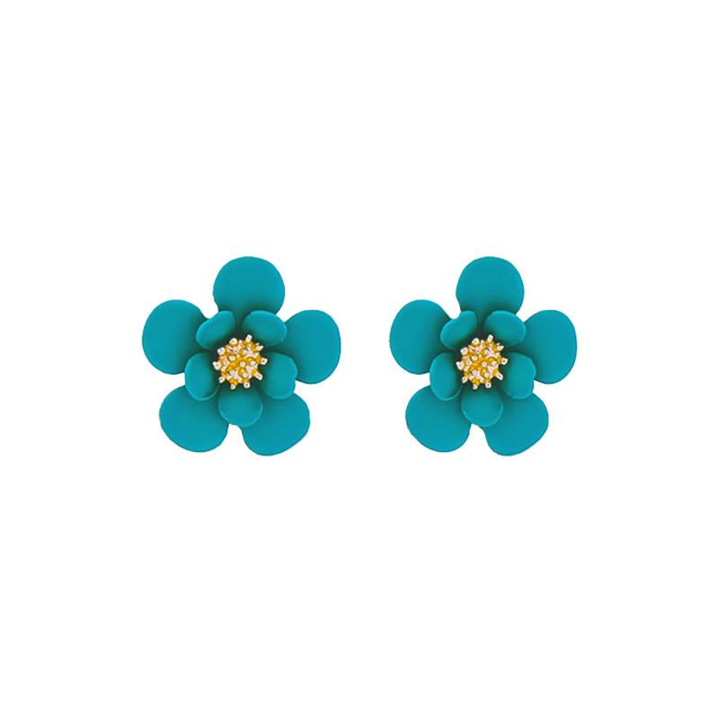 Teal flower stud
