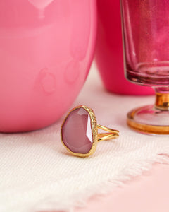 Soft pink stone cocktail ring.