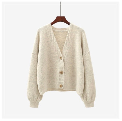 V neck cardigan white/grey