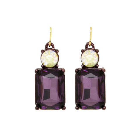 Deep purple glass crystal earring