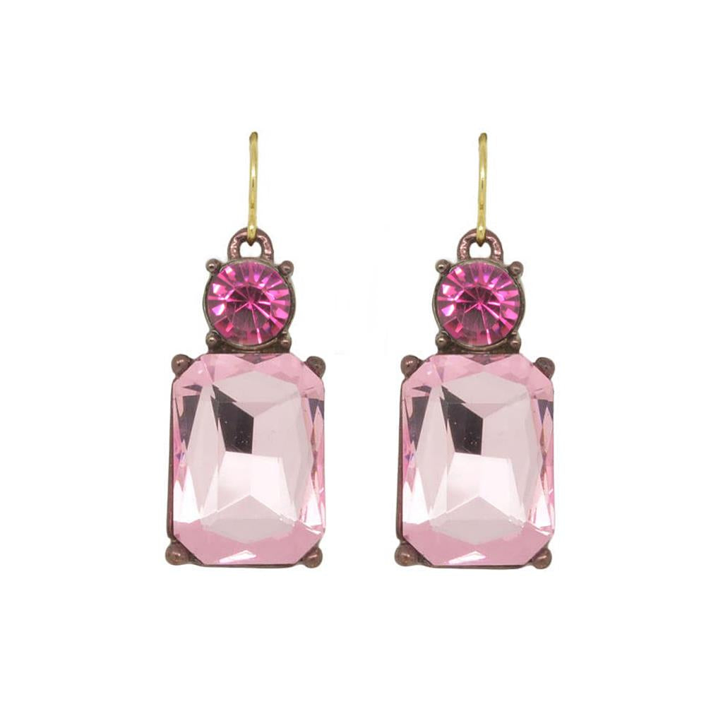 Double pink gem earring
