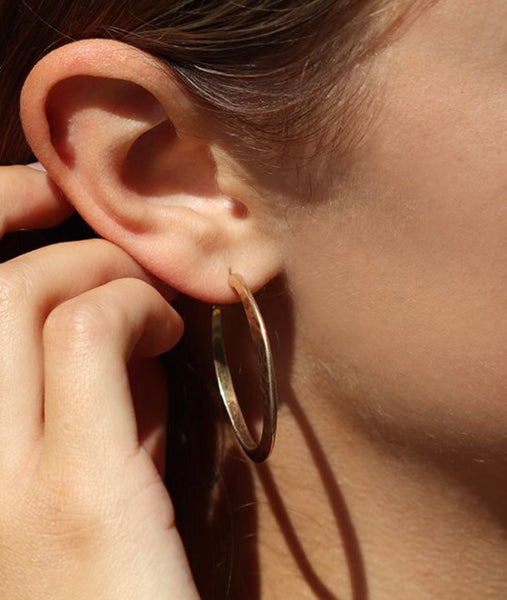 Gold hammered  hoop earrings