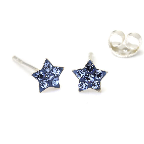 Tiny Blue crystal star studs