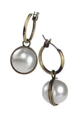 Round pearl detail hoop earring