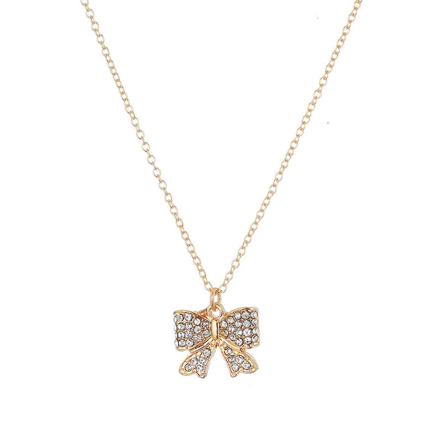Dainty crystal bow necklace