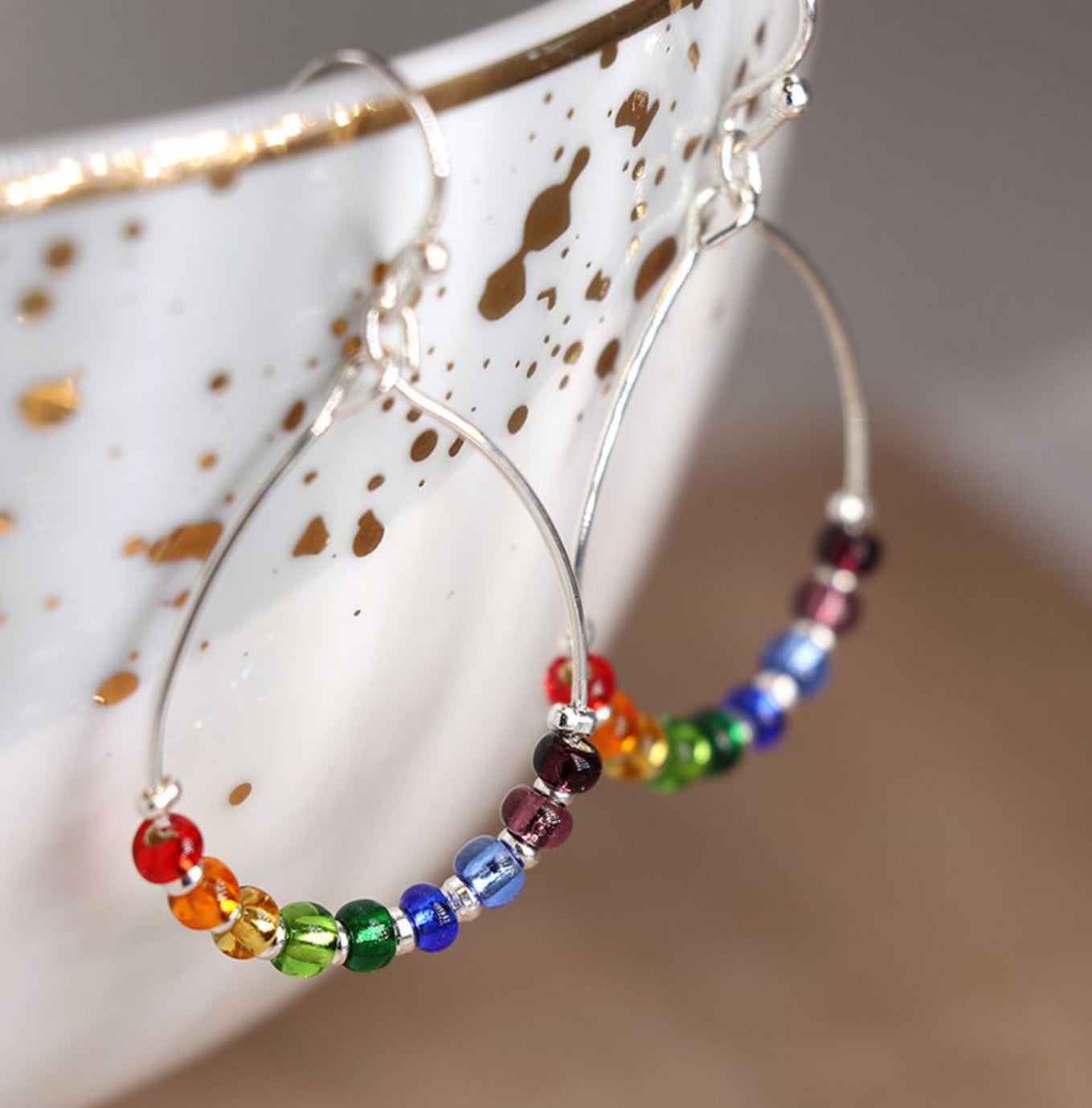 Rainbow bead hoops