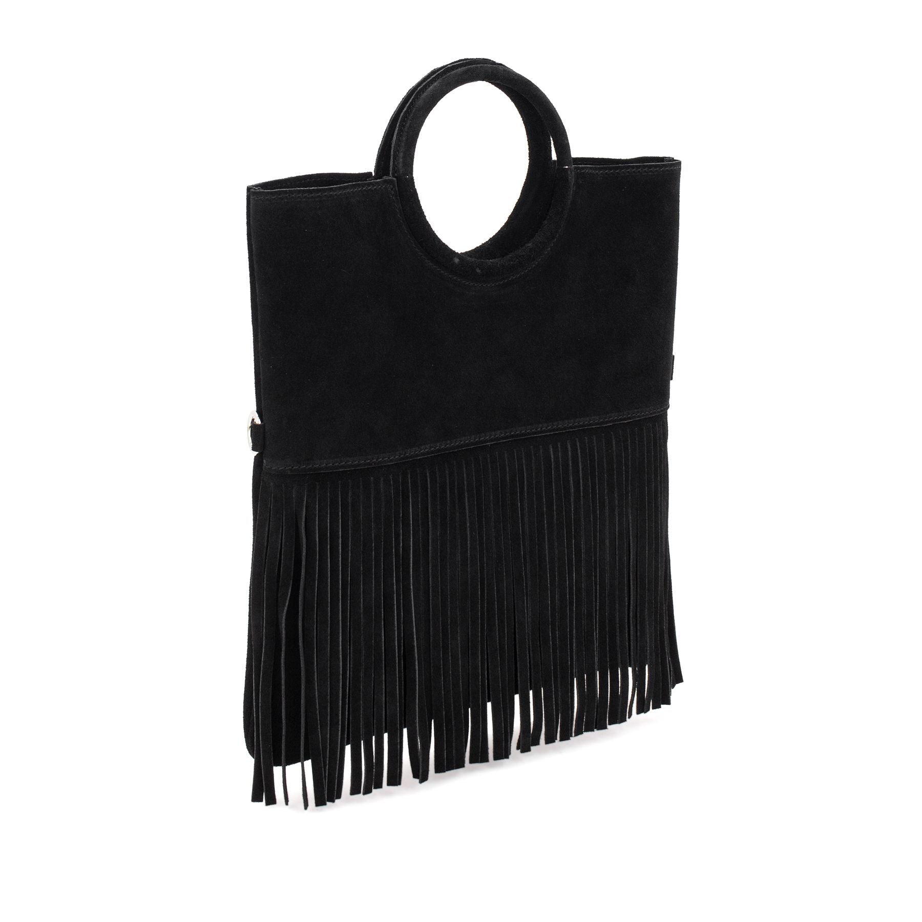 Saint Laurent Monogram Fringe College Suede Shoulder Bag Black, $2,450 |  Neiman Marcus | Lookastic
