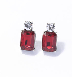 Red crystal stud earring