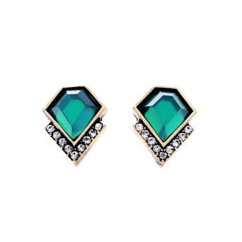 Geometric style Emerald stud earrings