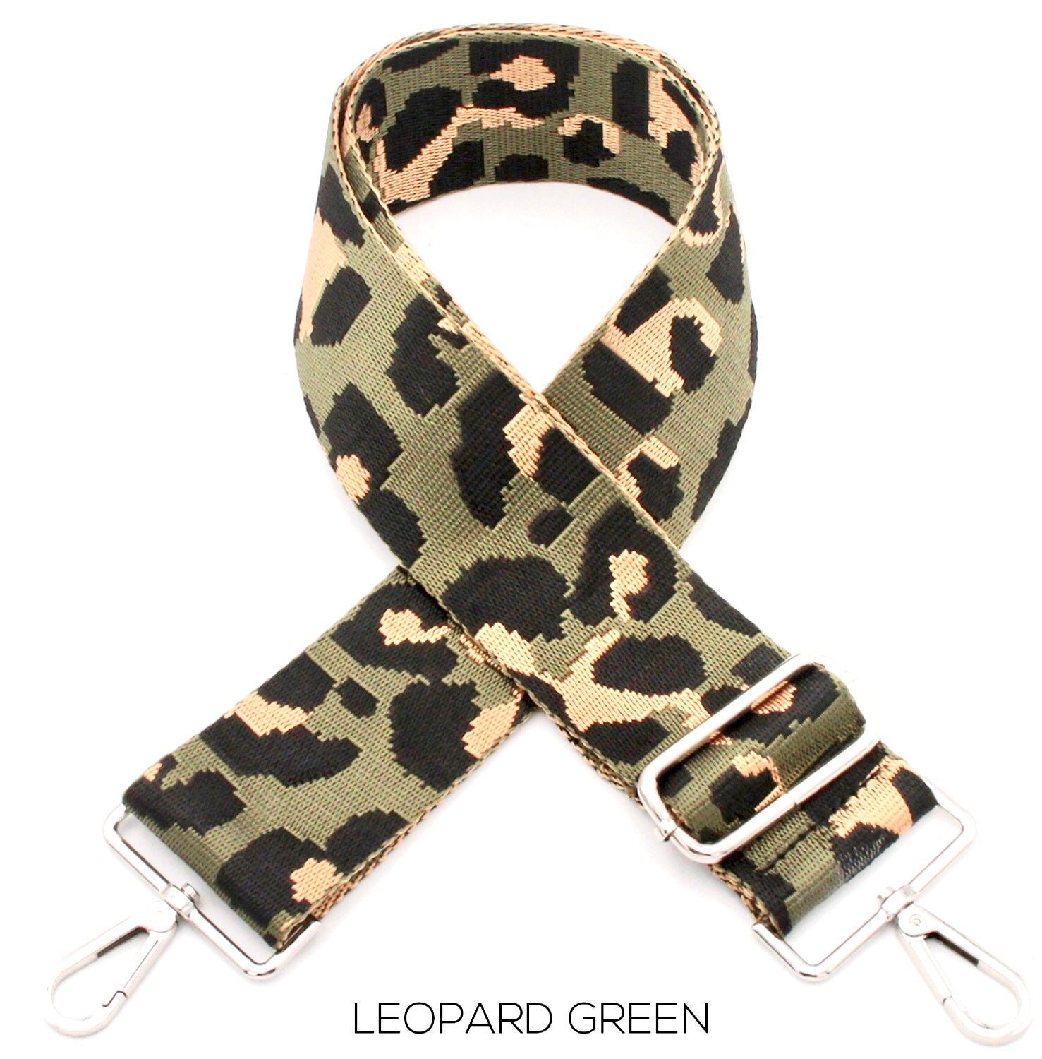 Green leopard bag strap
