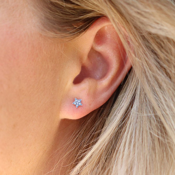 Tiny Blue crystal star studs