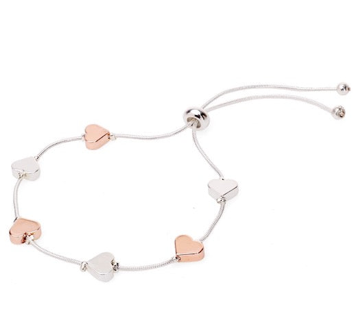 Heart bracelet in rose gold and silver