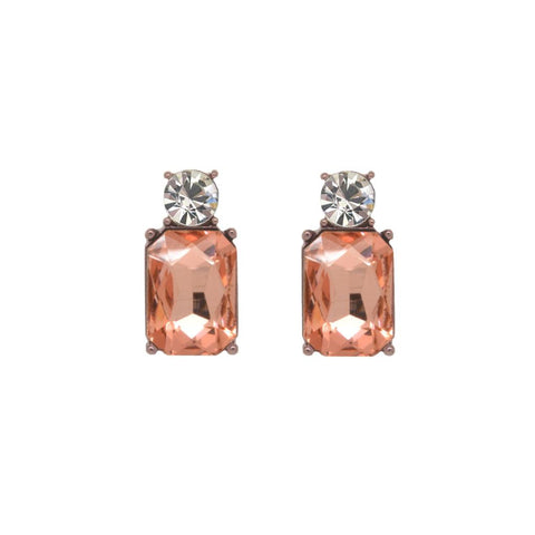 Soft Rose coloured, glass crystal earrings, with sterling silver post