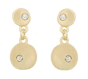 Brushed gold crystal inlaid earring