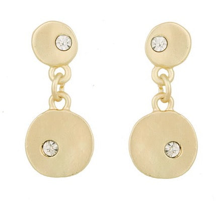 Brushed gold crystal inlaid earring