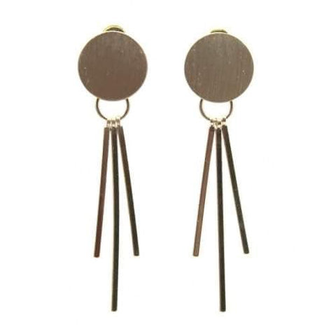 Soft brushed gold disc/drop earrings
