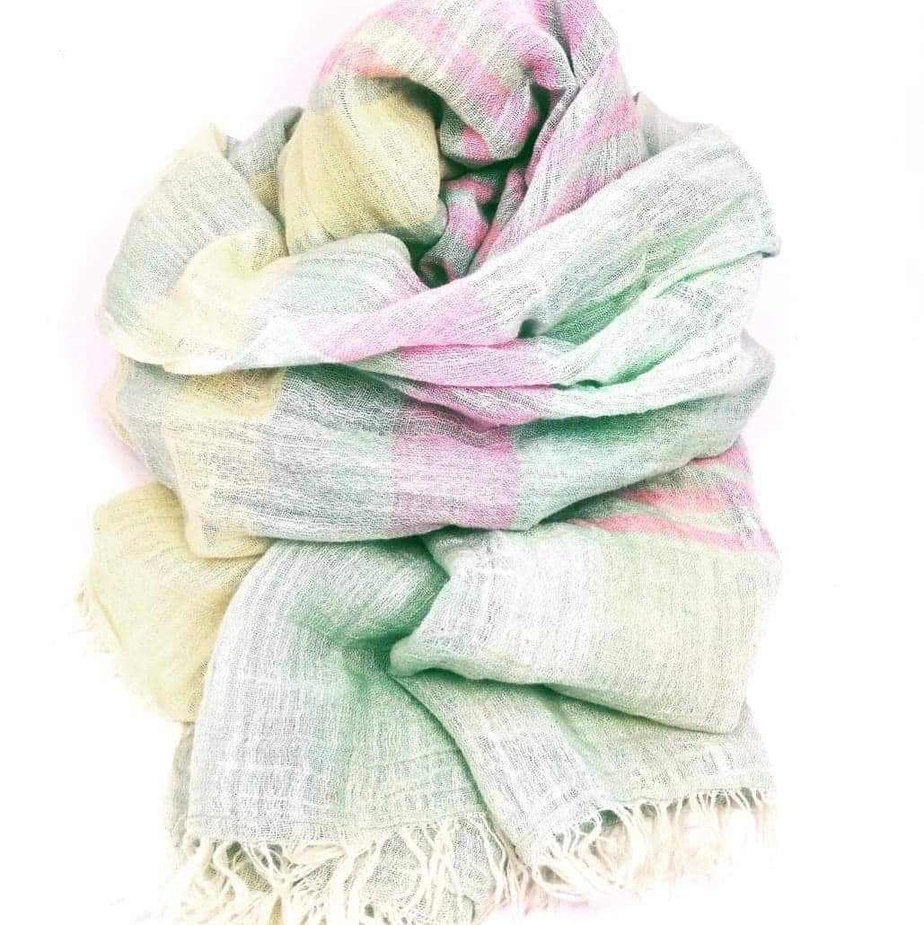 Pastel striped linen scarf