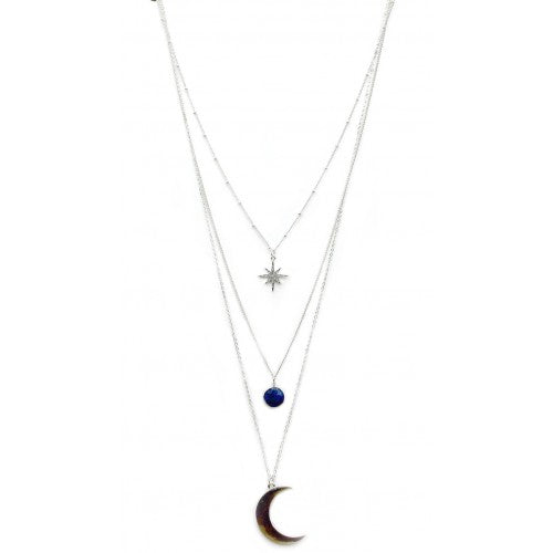 Layered moon and star necklace