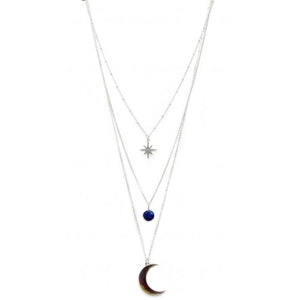 Layered moon and star necklace