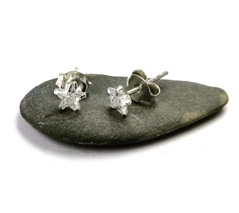 Tiny crystal studs in Sterling silver