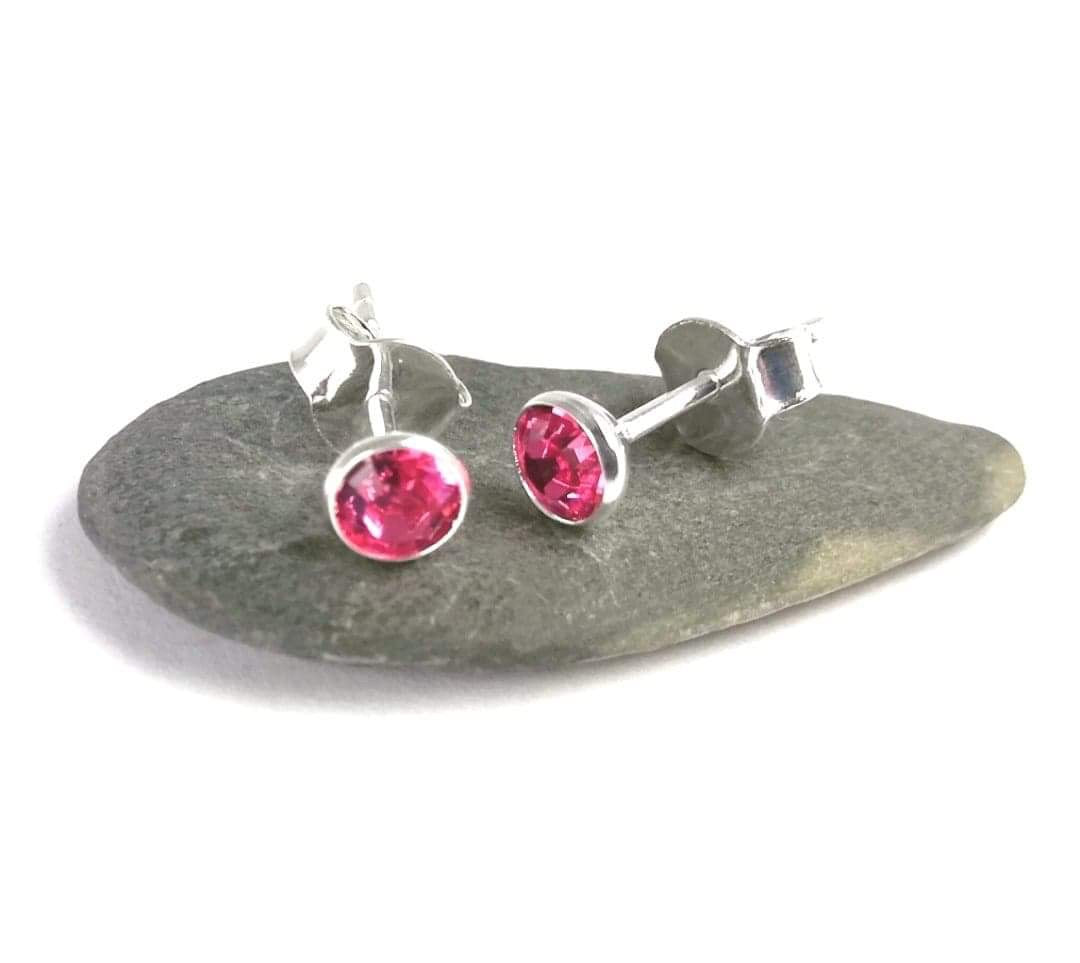 Tourmaline crystal stud in Sterling silver
