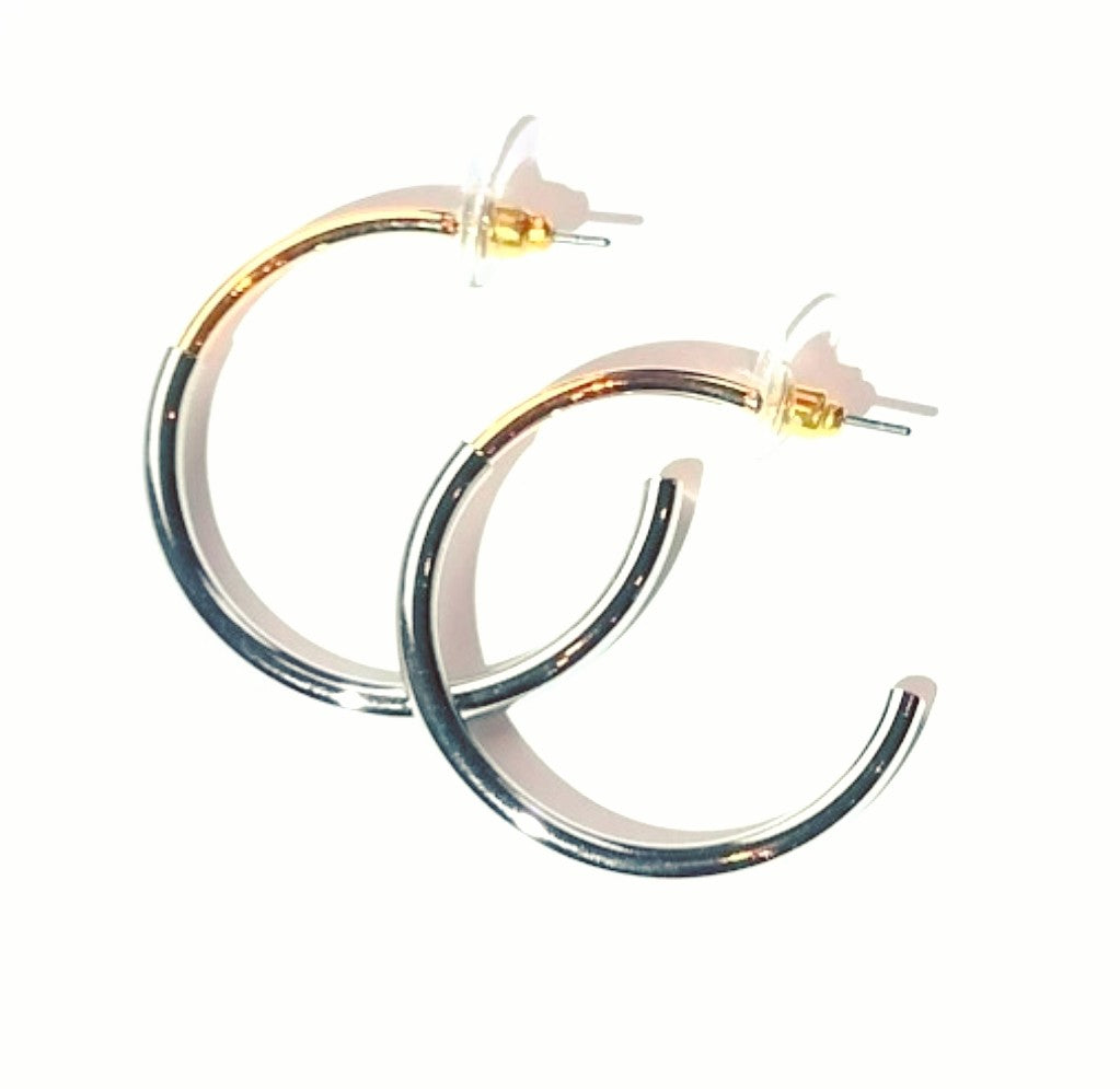 Silver C shaped earring